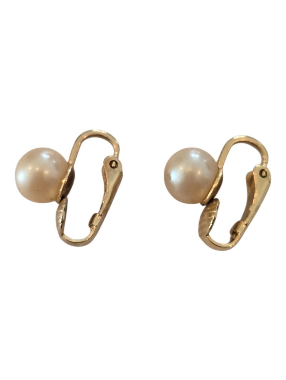 Vintage Signed Hobé Pearl Clip-On Earrings - Gold Tone